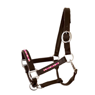 Halter Bling Special Pink - Brown leather