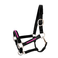 Halter Bling Fuchsia - Black leather