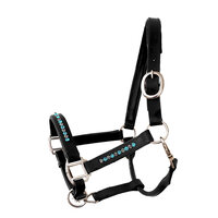 Halter Bling Aqua Diamond - Black leather