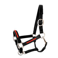 Halter Bling Red - Black leather