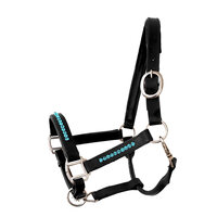 Halter Bling Aqua - Black leather